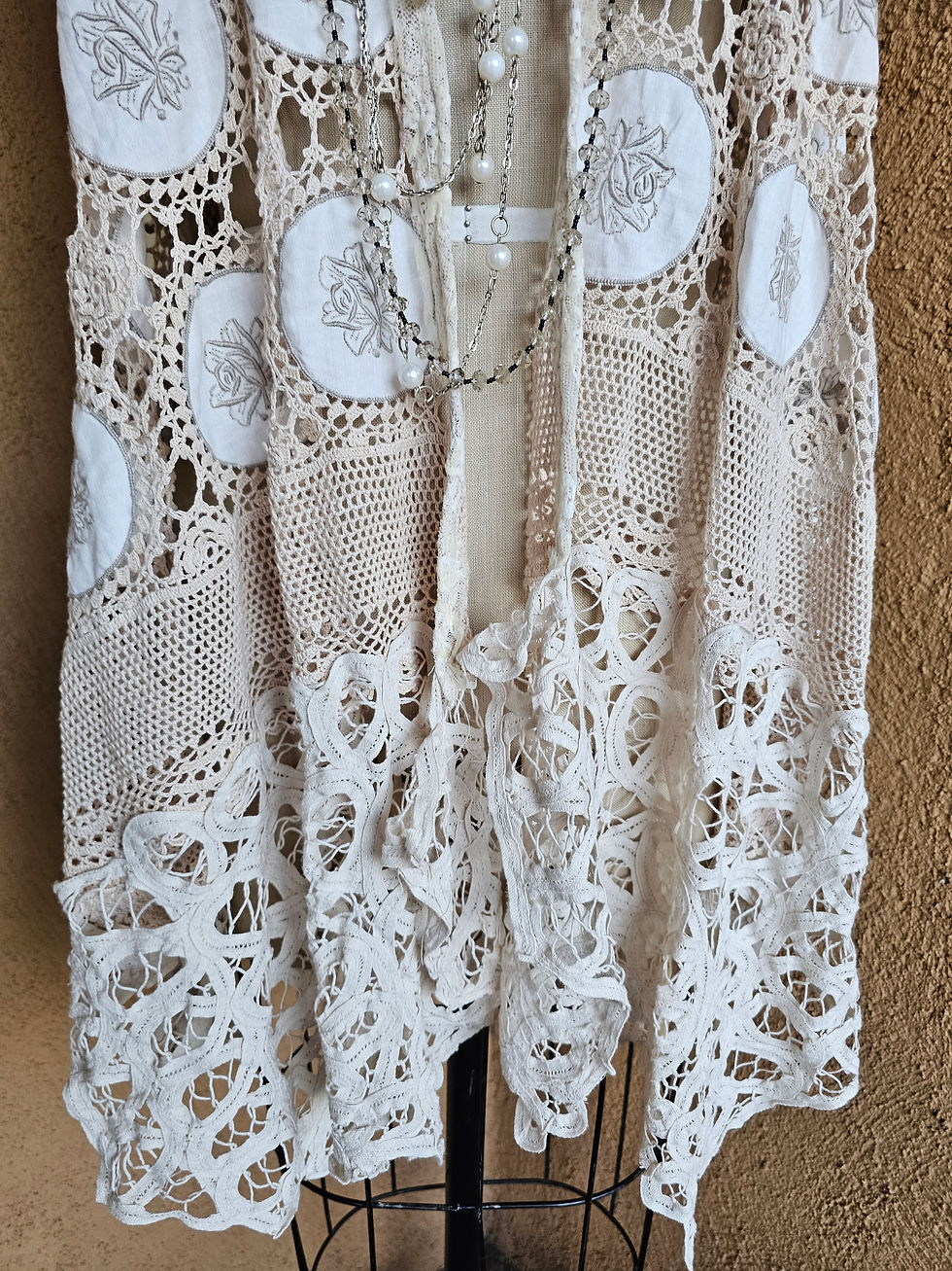 Thumbnail: Upcycled vintage boho style adult vest 