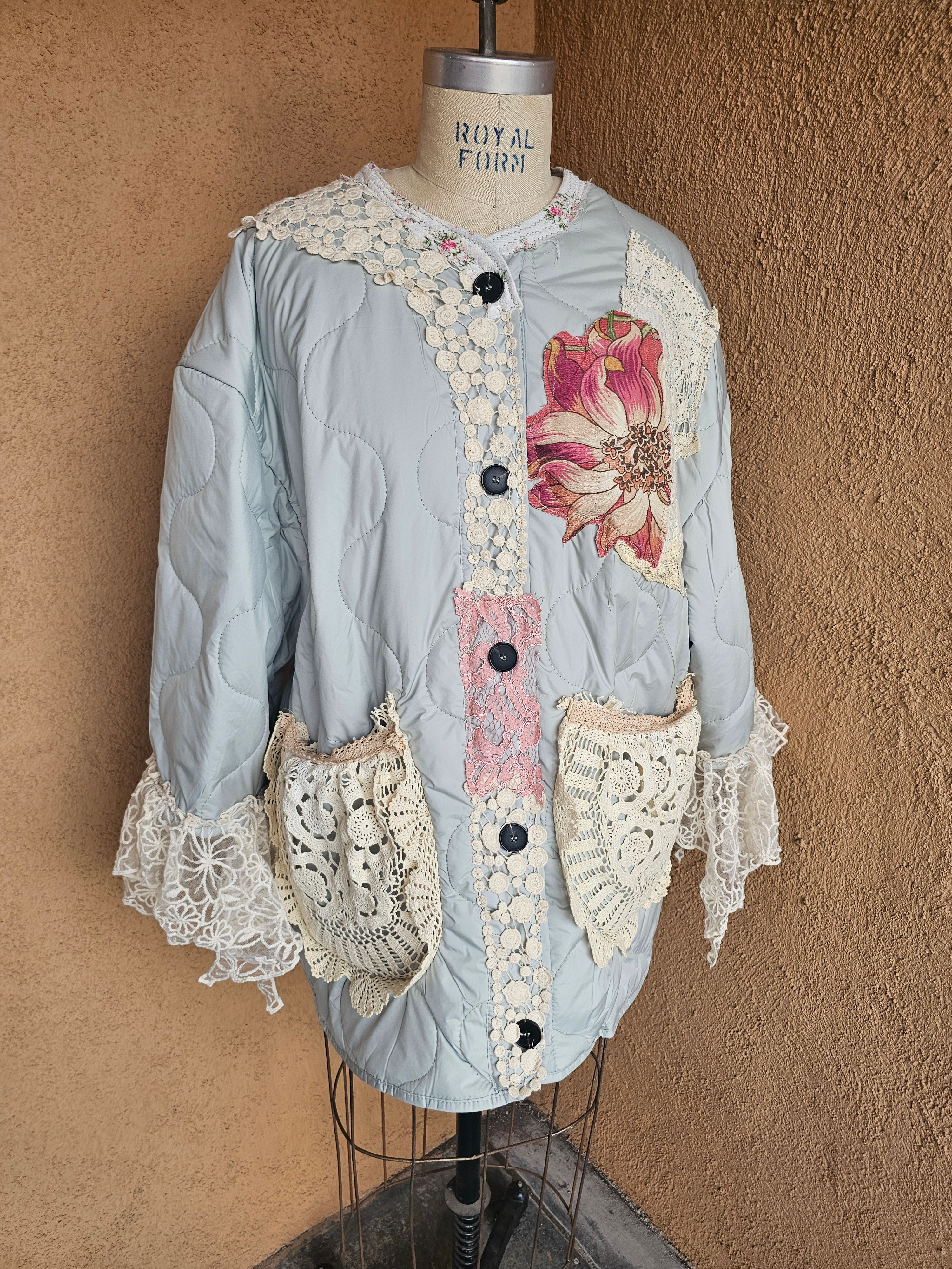 Upcycled vintage sweater jacket free size.