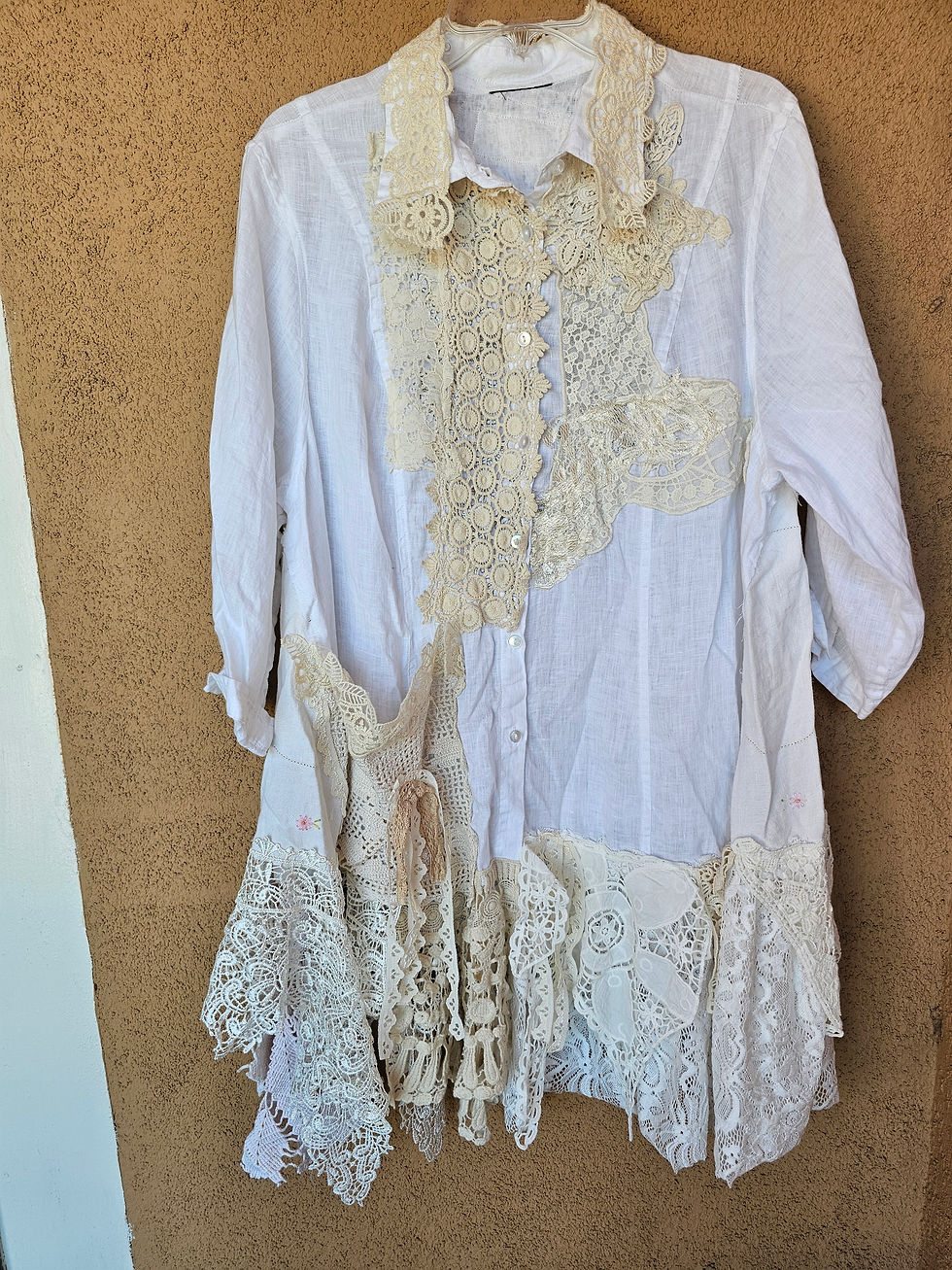 Thumbnail: Upcycled vintage  tunic dress free size.
