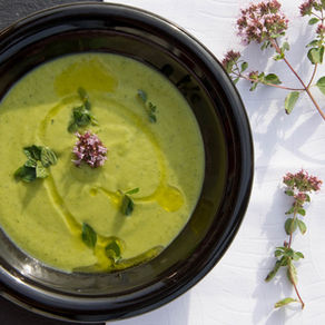 A green spicy (not spicy hot) soup