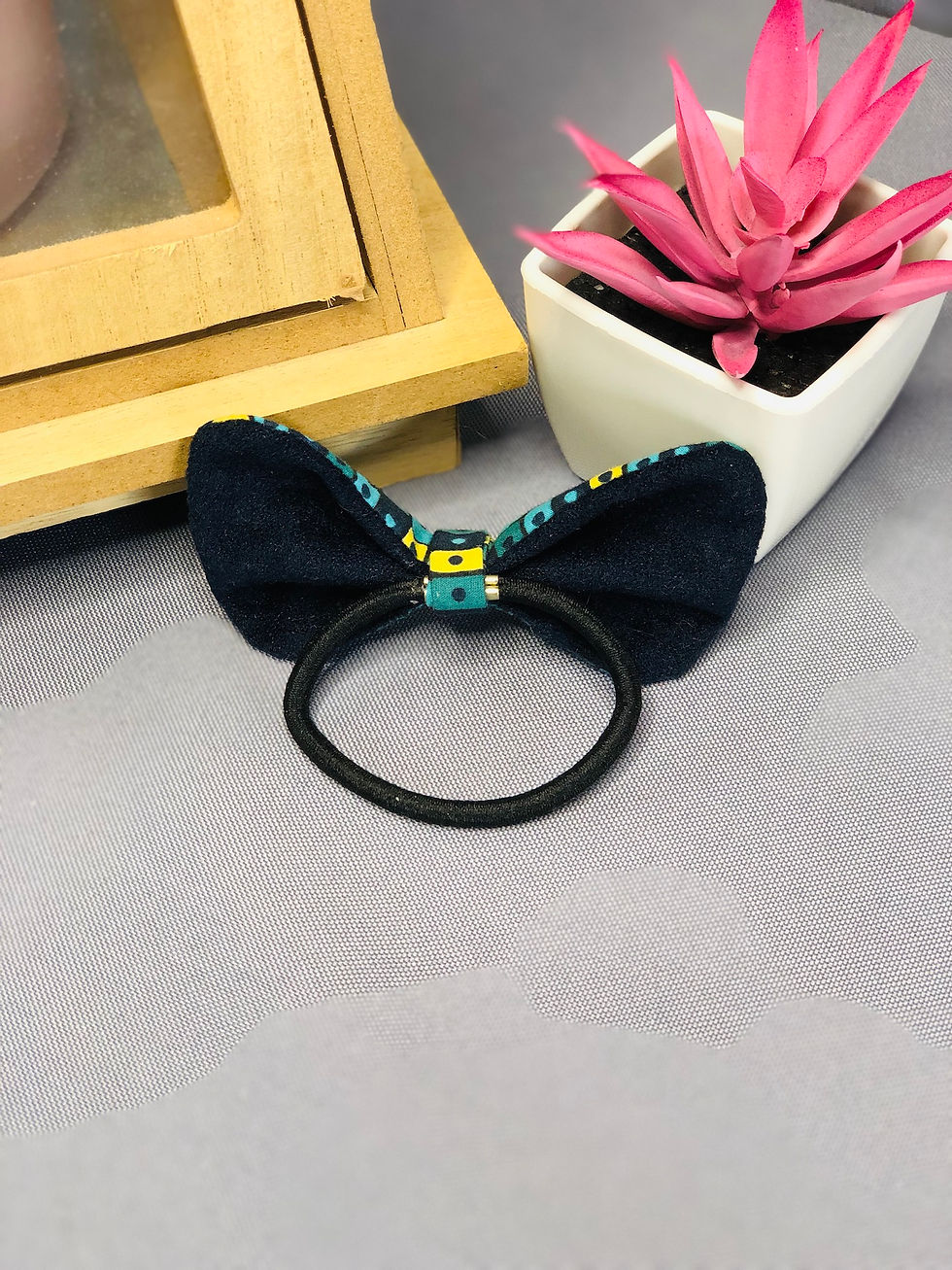 Miniature : Elastinoeud Coton "Cases bleues jaunes"