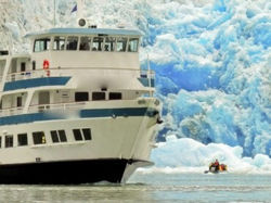 S2840-7 49-passenger small expedition cruise ship for sale – bow close to a glacier