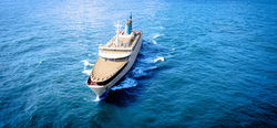 S2838-2 131m RO/PAX passenger ship for sale – aerial view at sea