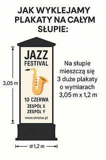 Projekt nośnika reklamowego Grafito prezentujący przykład kampanii outdoorowej na słupie miejskim.