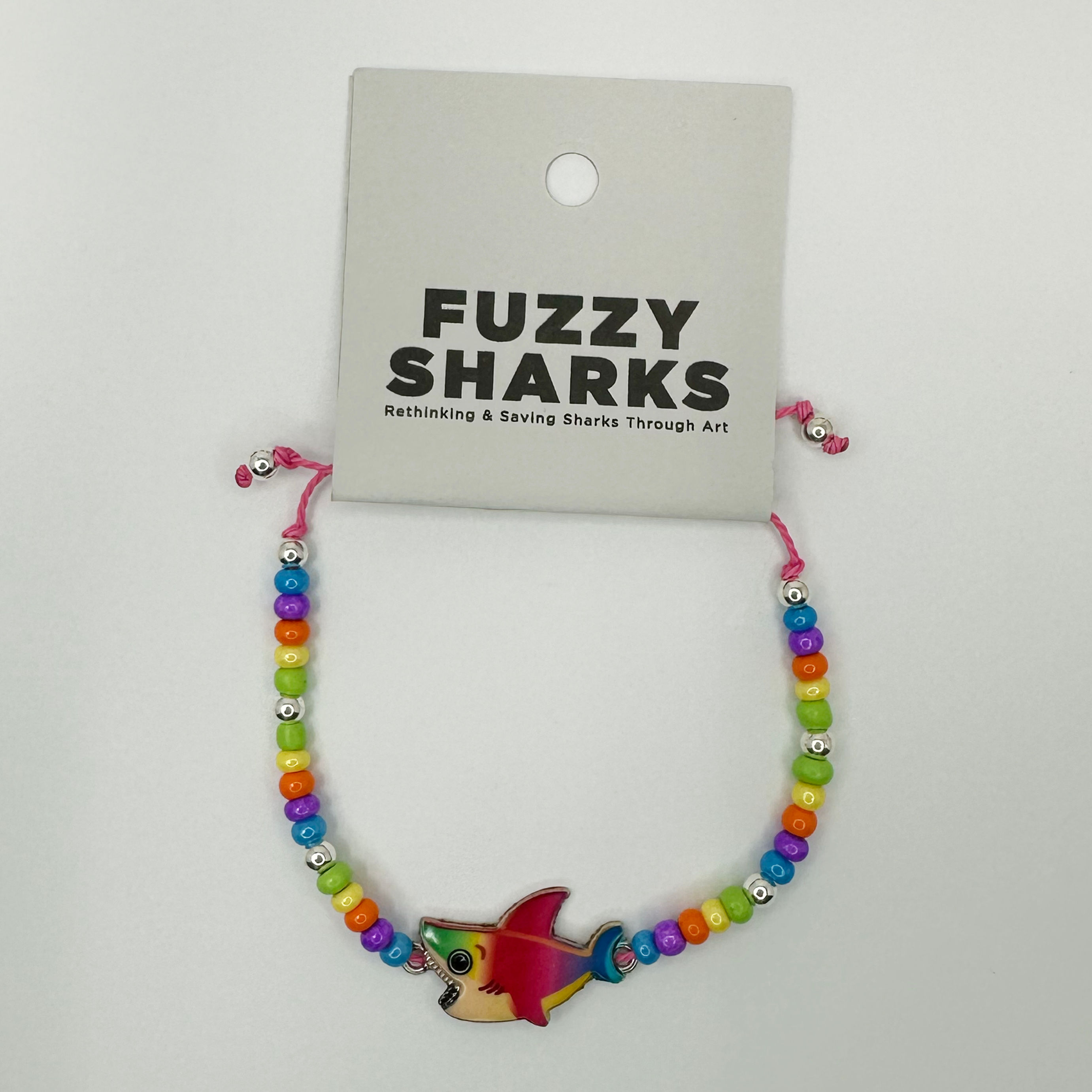 Rainbow Shark Charm Adjustable Handmade Bracelet