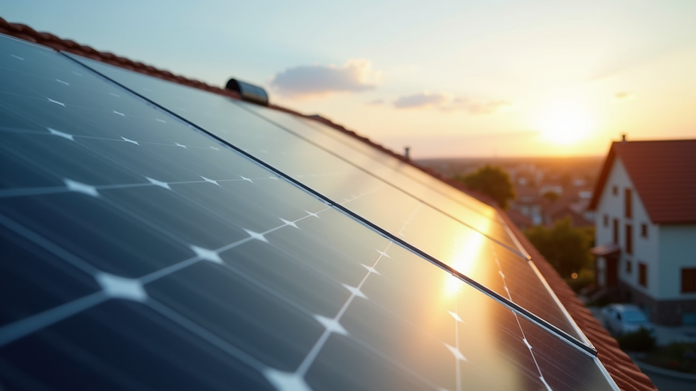 Eye-level view of solar panels installed on a residential rooftop