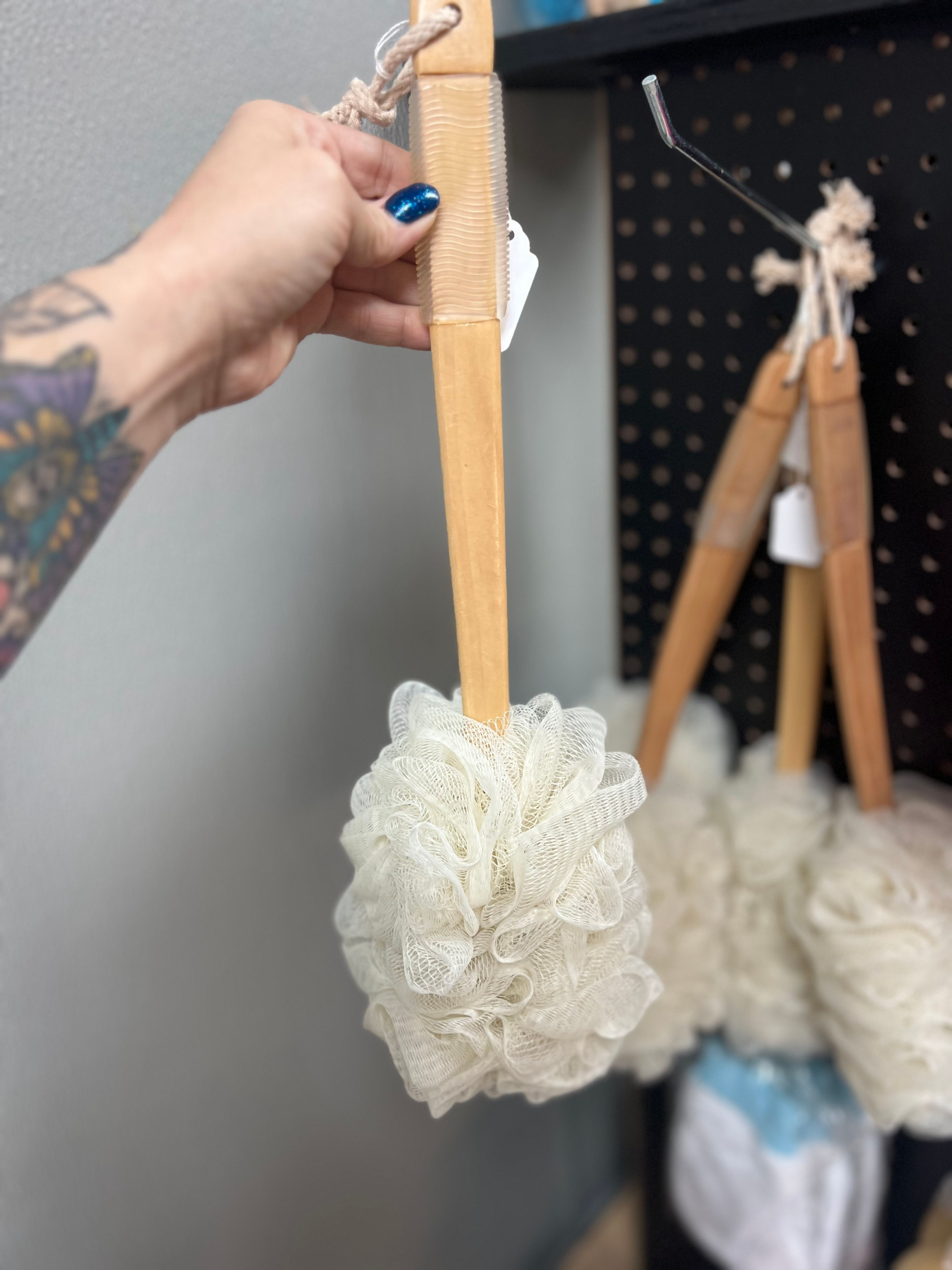 Mesh back bath shower loofah