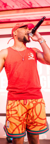 Hip hop artist/rapper/songwriter Vic Smith on stage at Renowned Events