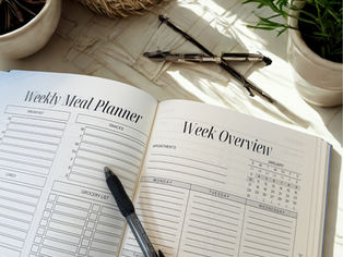Open Campbell Creations planner showing organized planning pages