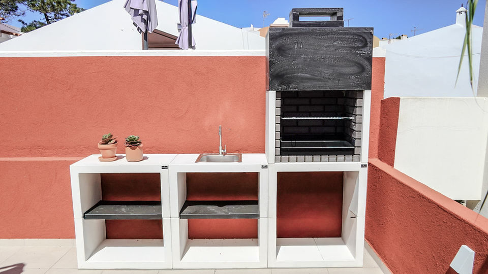 BBQ on the traditional Portuguese churrasqueira