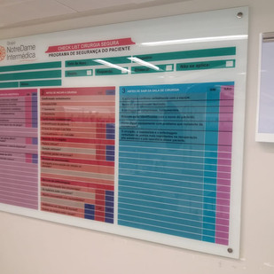 Lousa de vidro Check List Cirurgia Segura