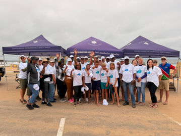 Volunteers at beach clean-up