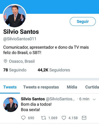 Silvio Santos estreia perfil no Twitter