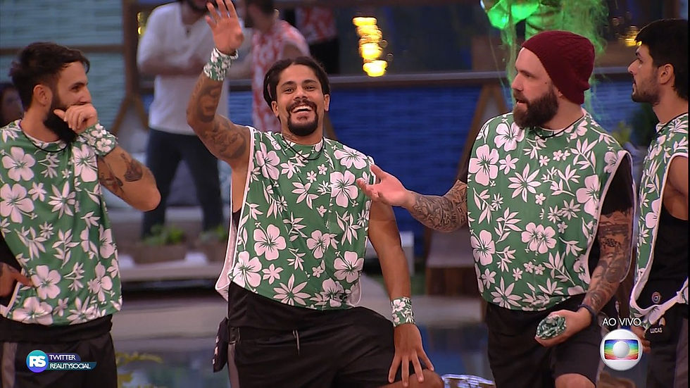 Lucas, Vagner, Vergas e Caruso vencem primeira prova do BBB e ganham duas imunidades e R$ 10 mil reais. (Foto: Reprodução/Twitter Reality Social)