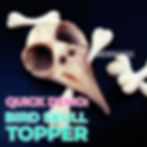 Bird skull cake topper with bones. Text reads: Demo - Bird Skull Topper
