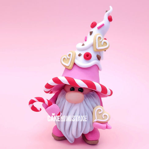 Christmas candy cane gnome cake topper