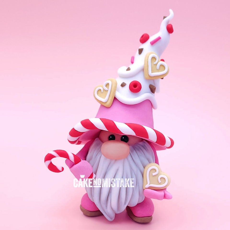Christmas candy cane gnome cake topper