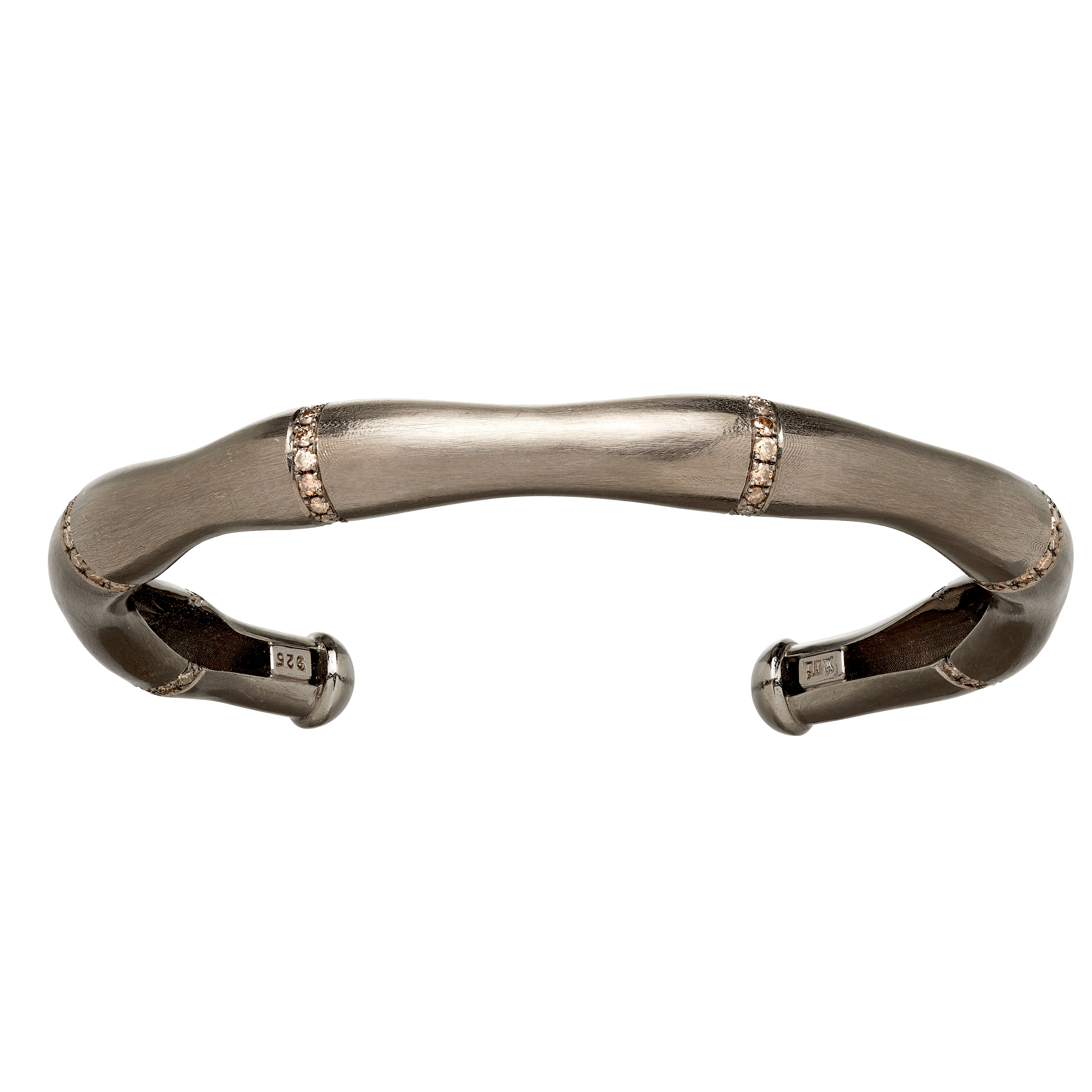 BAMBUS ARMREIF Silber, Brillanten