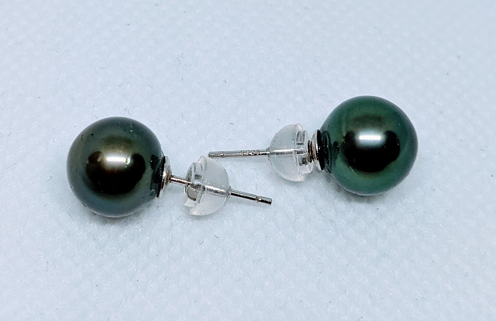 Thumbnail: 8.5-9mm natural tahitian black pearl earrings