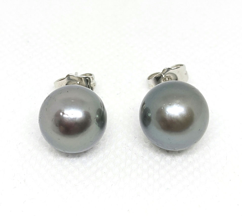 Thumbnail: 12-13mm Tahitian Black Pearl Stud Earrings