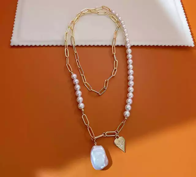 Thumbnail: 6-7mm high fresh water pearl necklace chain