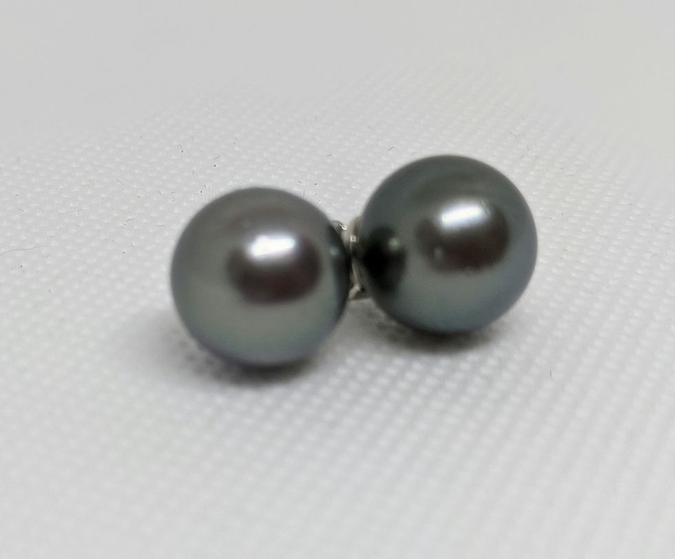 Thumbnail: 12-13mm Tahitian Black Pearl Stud Earrings