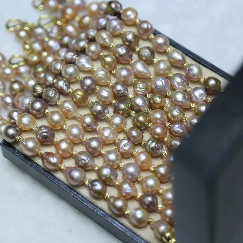 Thumbnail: Golden Baroque Edison Pearl Necklace & Bracelet Gift Set