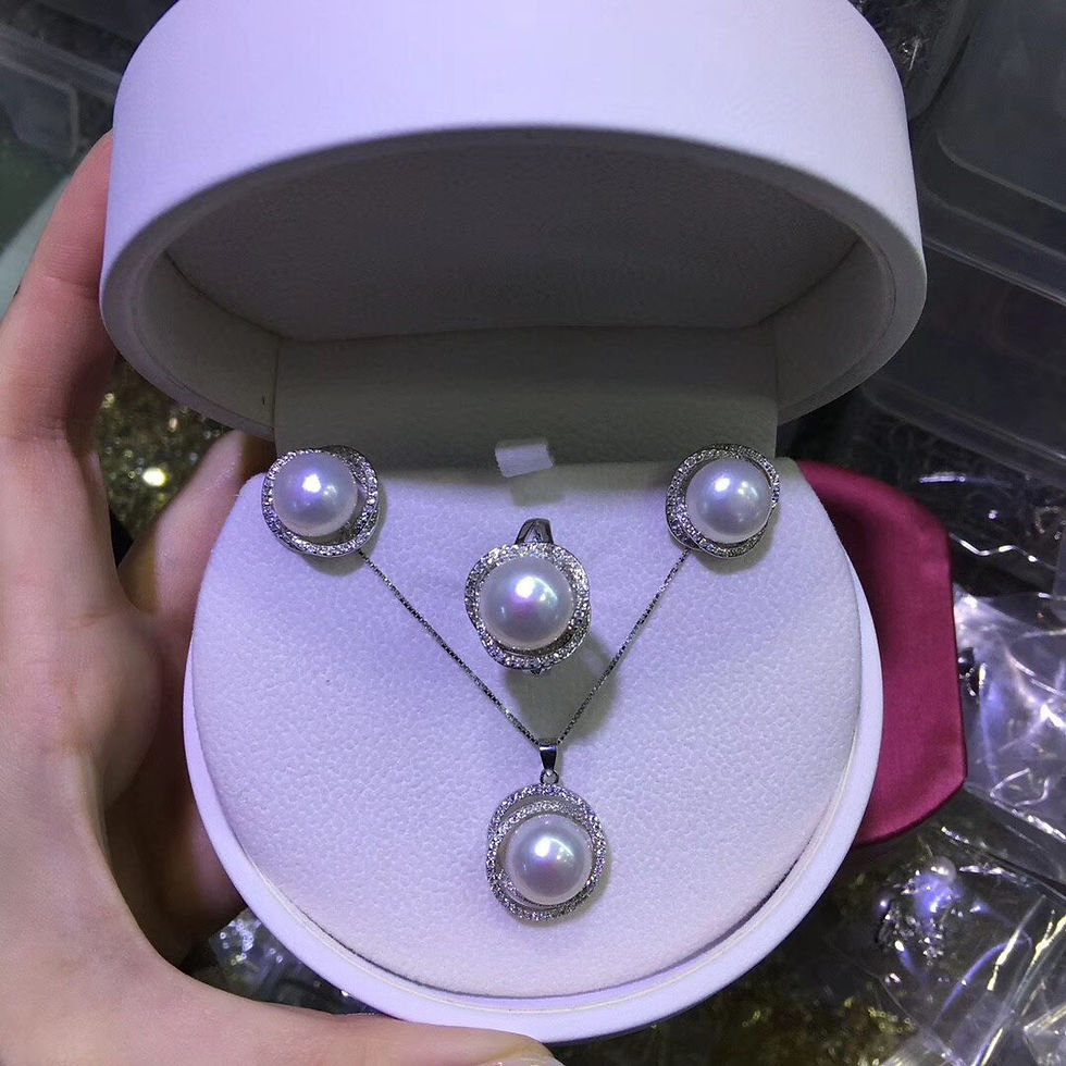 Thumbnail: Natural Oblate Pearl jewelry 10-12mm Pearl Set