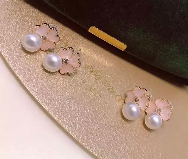 Thumbnail: Cherry Blossom Pearl Studs Earrings