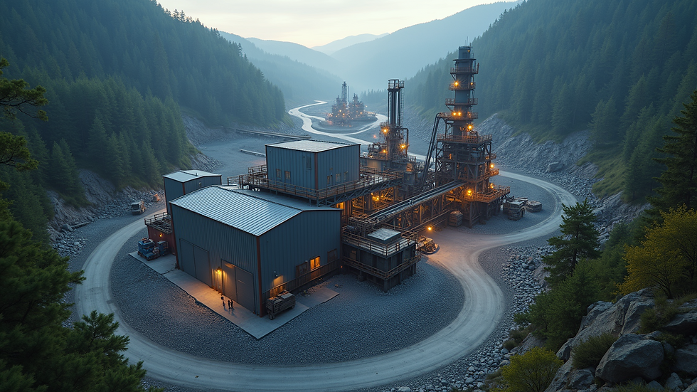 High angle view of modular metal recovery plant with digital monitoring systems