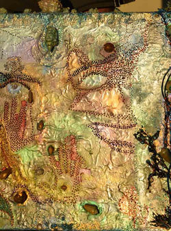 Detail dim lighting ~ Mermaids Passion Encaustic by Deprise Brescia