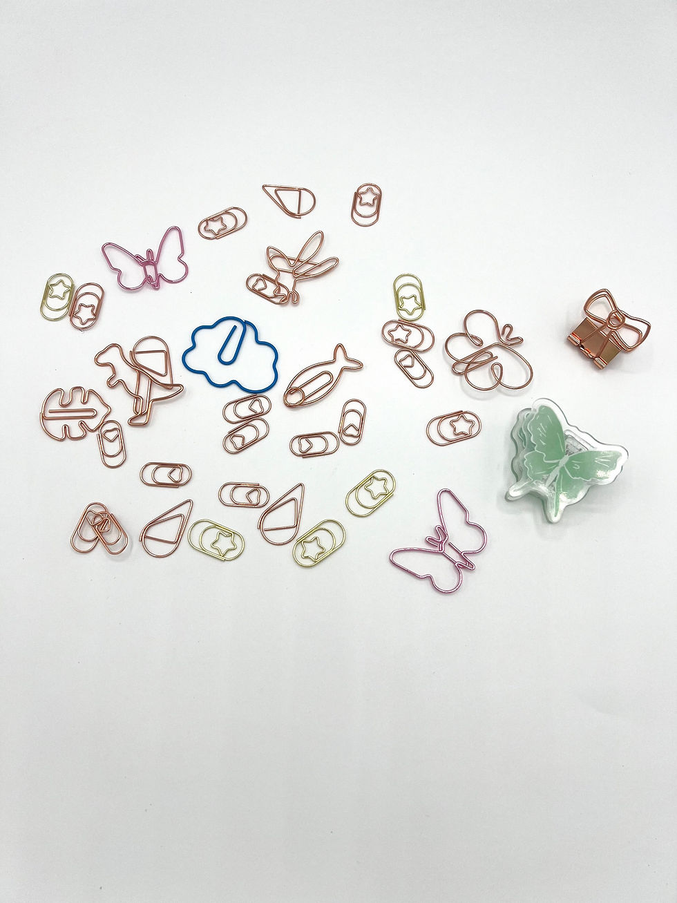 Fancy clips and paper clips approx 35 pieces