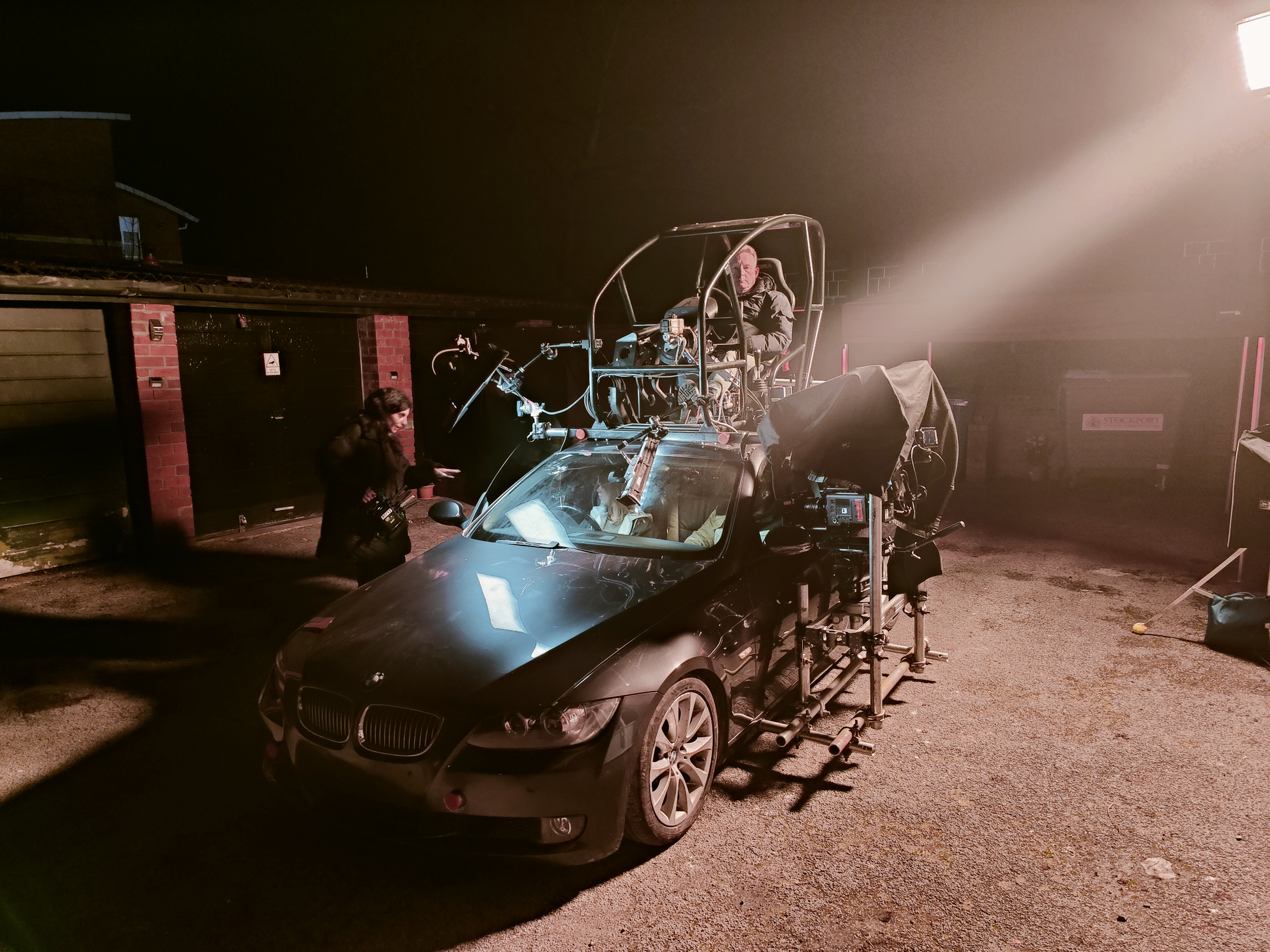 Camera tracking vehicle rig on a commercial