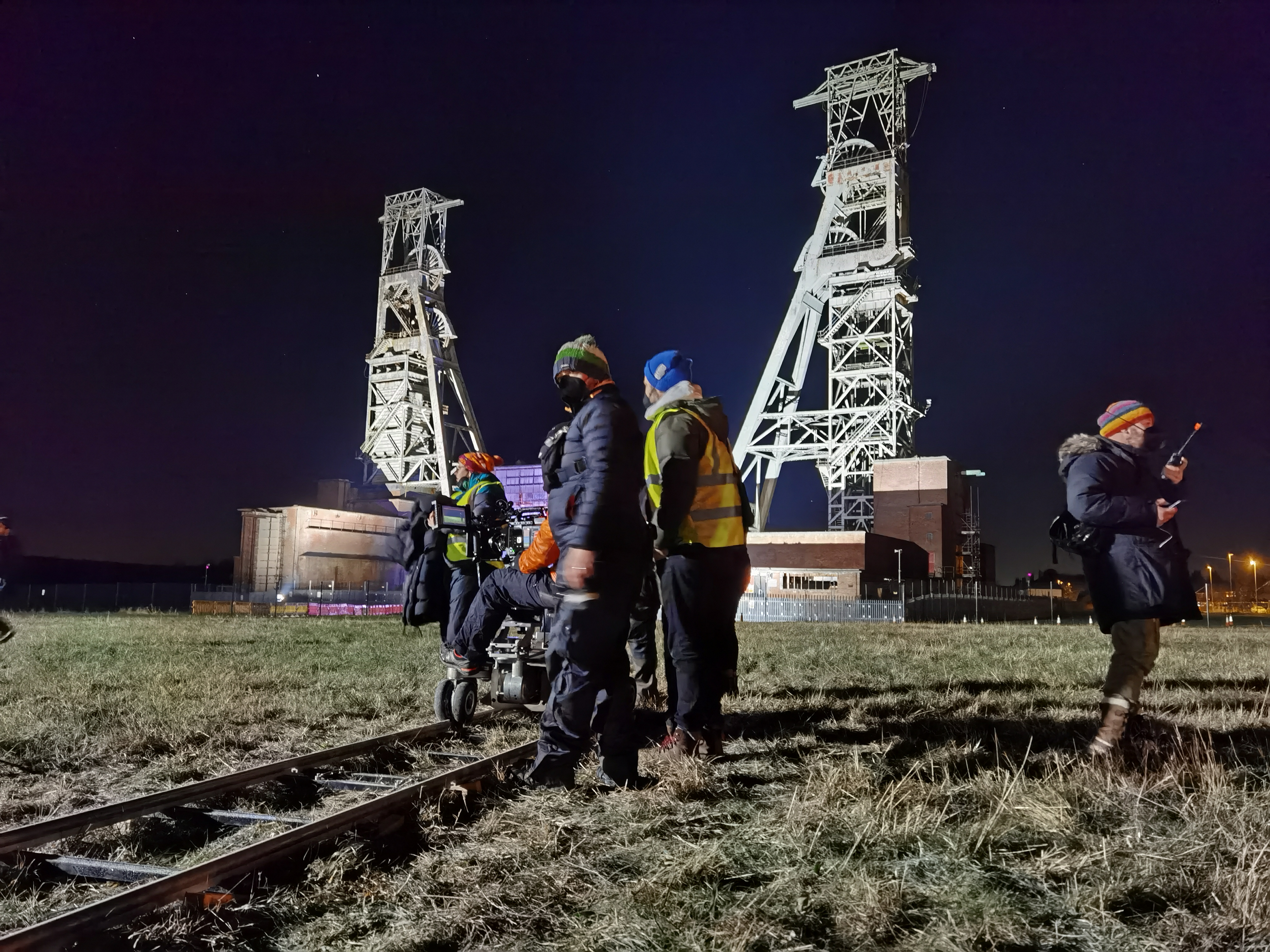 Dolly, track and crew on an ITV drama