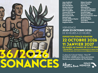 Affiche exposition "Résonances" du 22 octobre au 11 janvier 2027 à l'espace Niemeyer - Paris 19 Femmes au vase bleu, 1935, huile sur toile, 114x146cm © Fernand Léger – Palais des Beaux-Arts de Lille