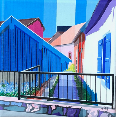 « Le lavoir  » (acrylique)  © Anne-Marie ARETHENS 