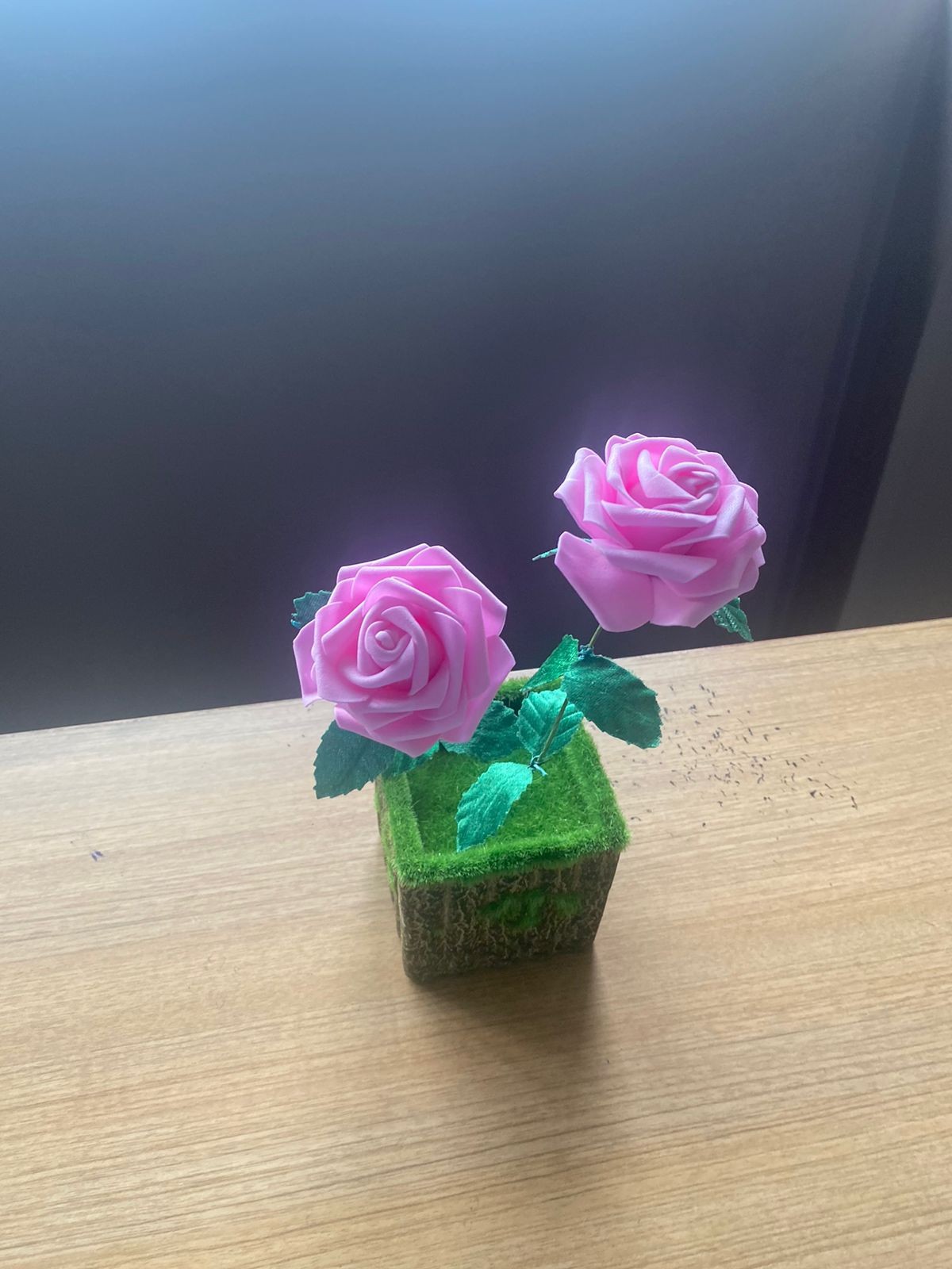 Two roses with a vas
