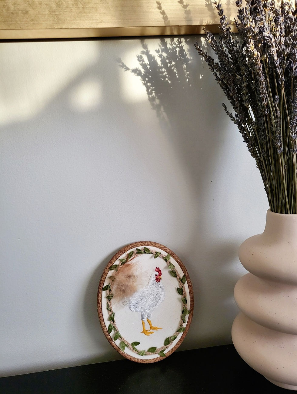 White Chicken Embroidered Hoop