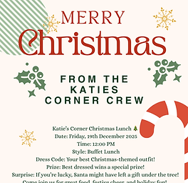 Katies Corner Christmas Party Flyer