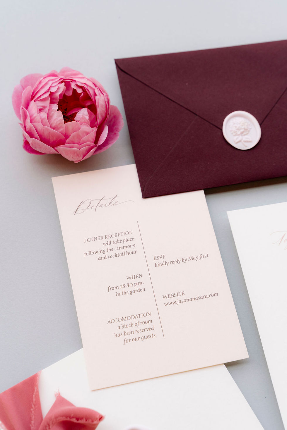 INVITO, DETTAGLI o RSVP - Toile de Jouy Rosa