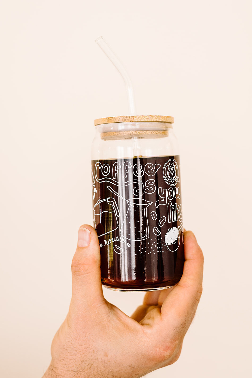 Glass Coffee Cup with Straw