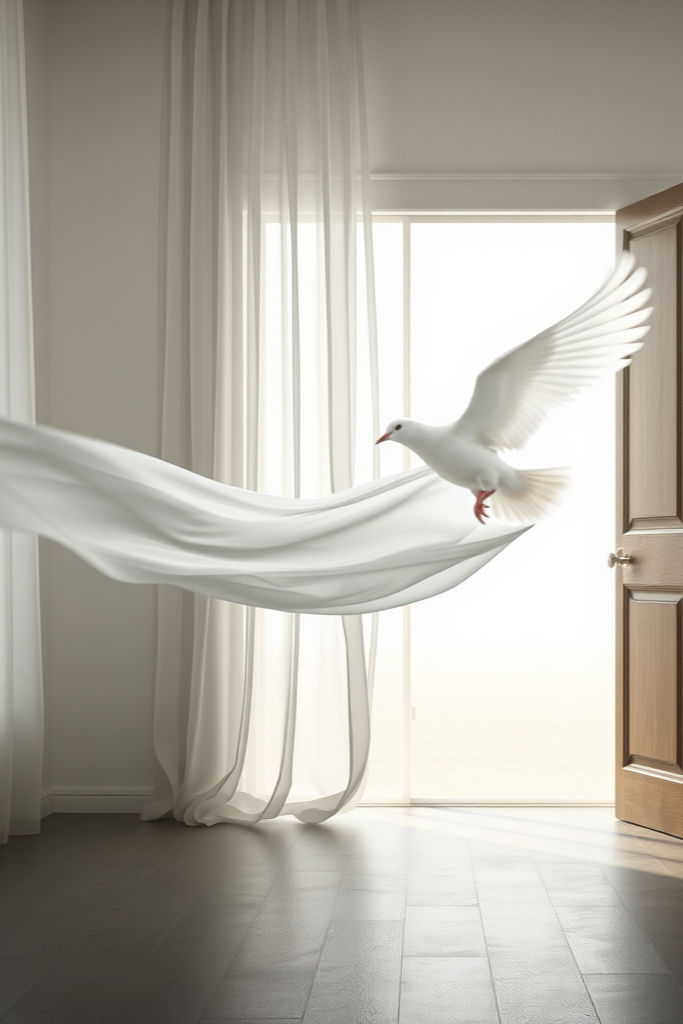 A powerful, minimal scene representing the invisible movement and authority of God’s Spiri