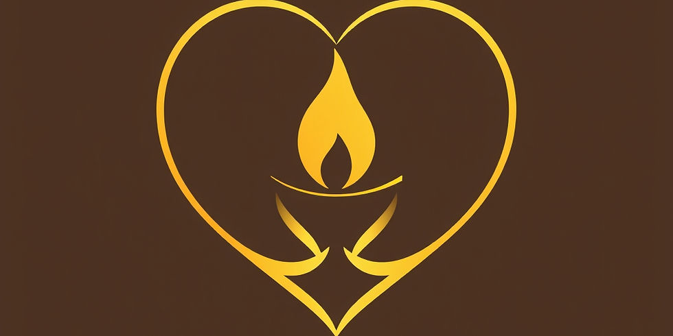 A minimalist vector logo featuring a stylized inner altar flame rising from the center of