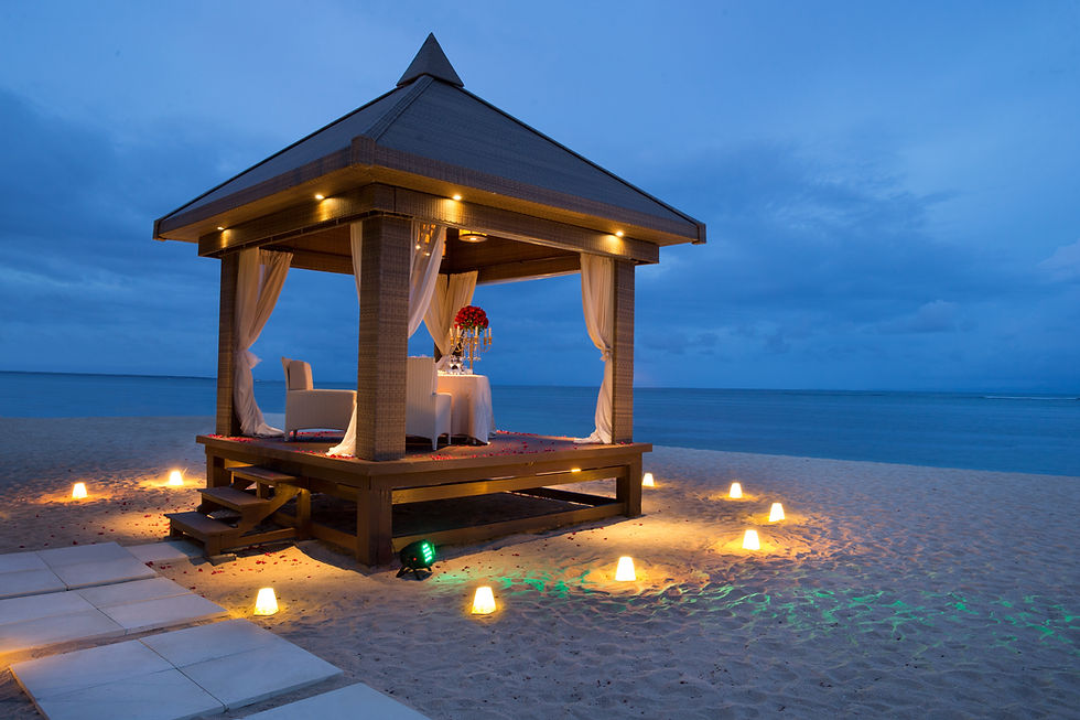 romantic dinner by ocean view