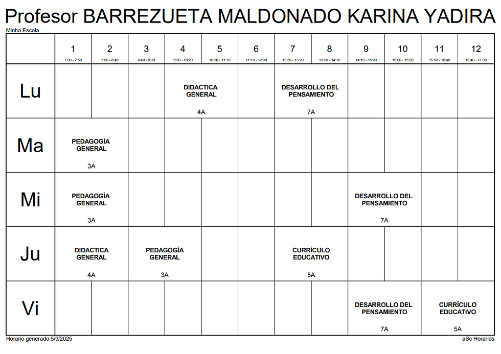 Horario Karina Barrezueta