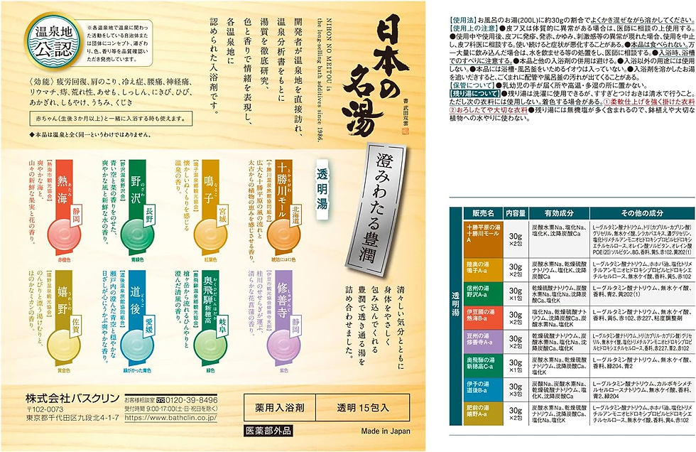 Thumbnail: PC0088 Bathclin 日本名湯八大溫泉透明湯浴鹽 14+1 包入 x (3包裝)
