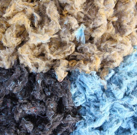 Shredded textile waste from fashion industry