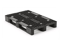 Plastpall 1200x800 med öppen topp i medium duty-utförande och tre medar för effektiv och återanvändbar logistik