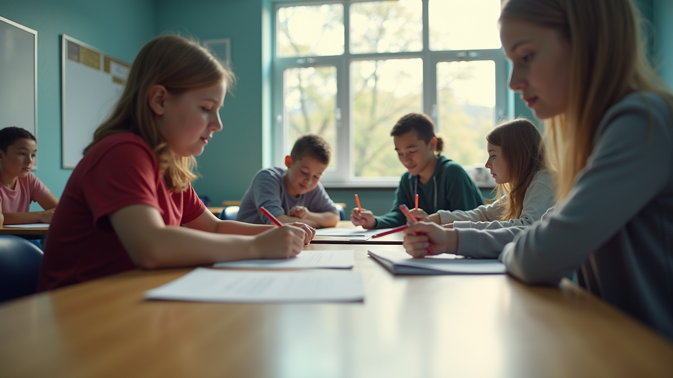 Eye-level view of a classroom with students engaged in inquiry-based learning activities