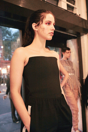 A model wearing This Is The Uniform for pop up shop event